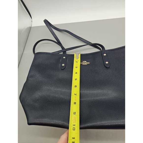 COACH Dark Blue  Leather Tote Bag Large Handled - Picture 9 of 10